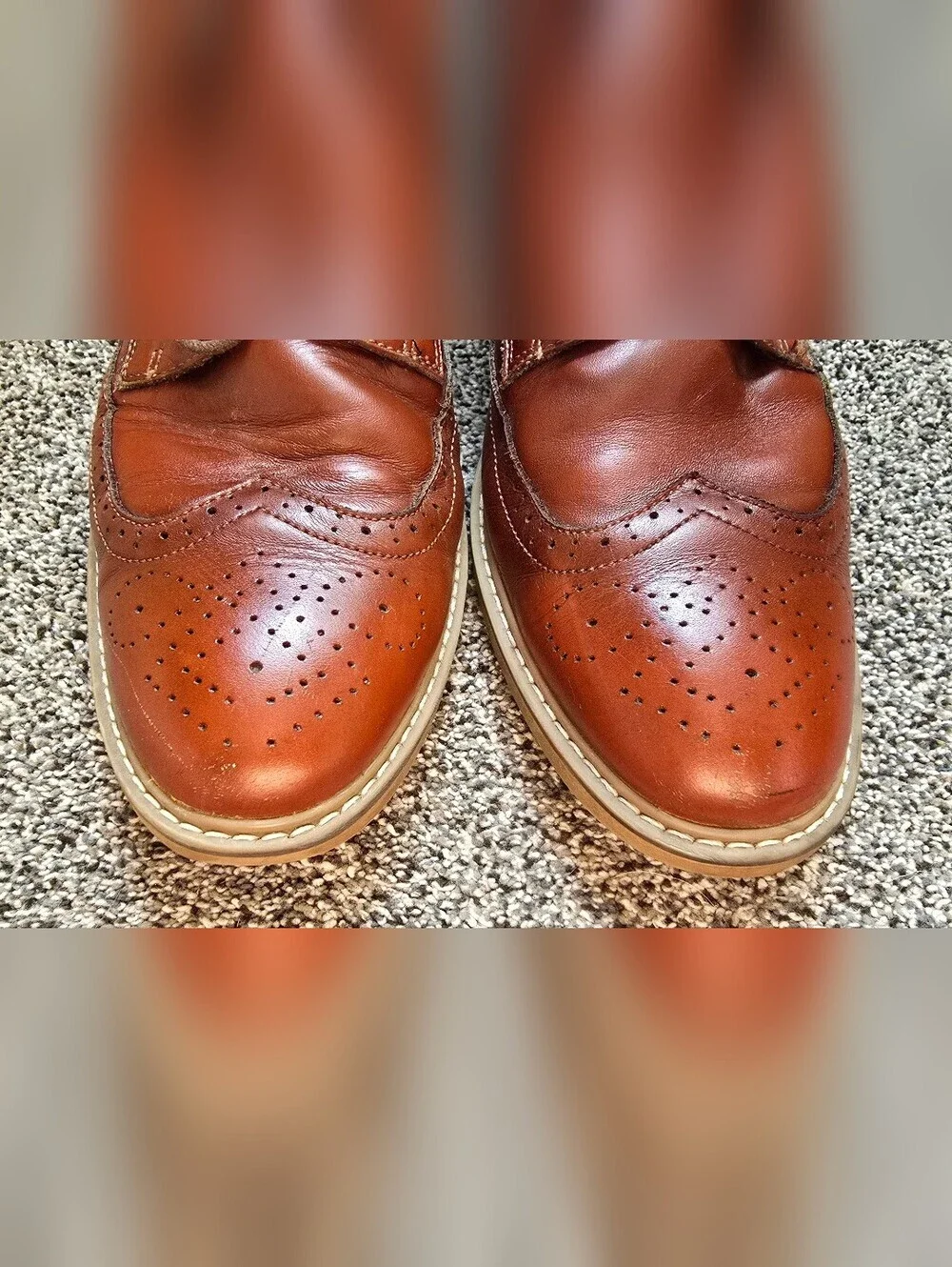 Brown Leather Wingtip Oxfords - Smart Casual Hybrid Dress Shoes - Sz 11